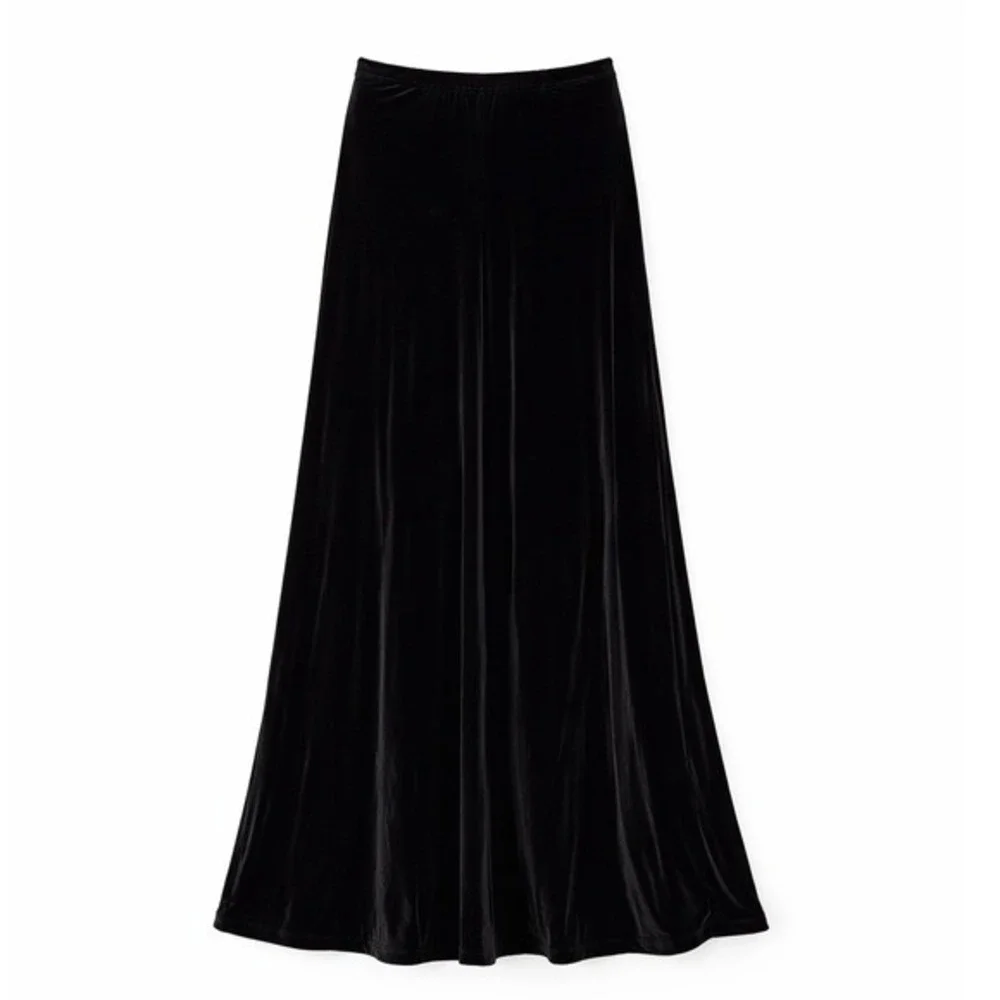 Vintage Liz Claiborne Velvet Maxi Skirt Women Size 6 Black‎ NWT